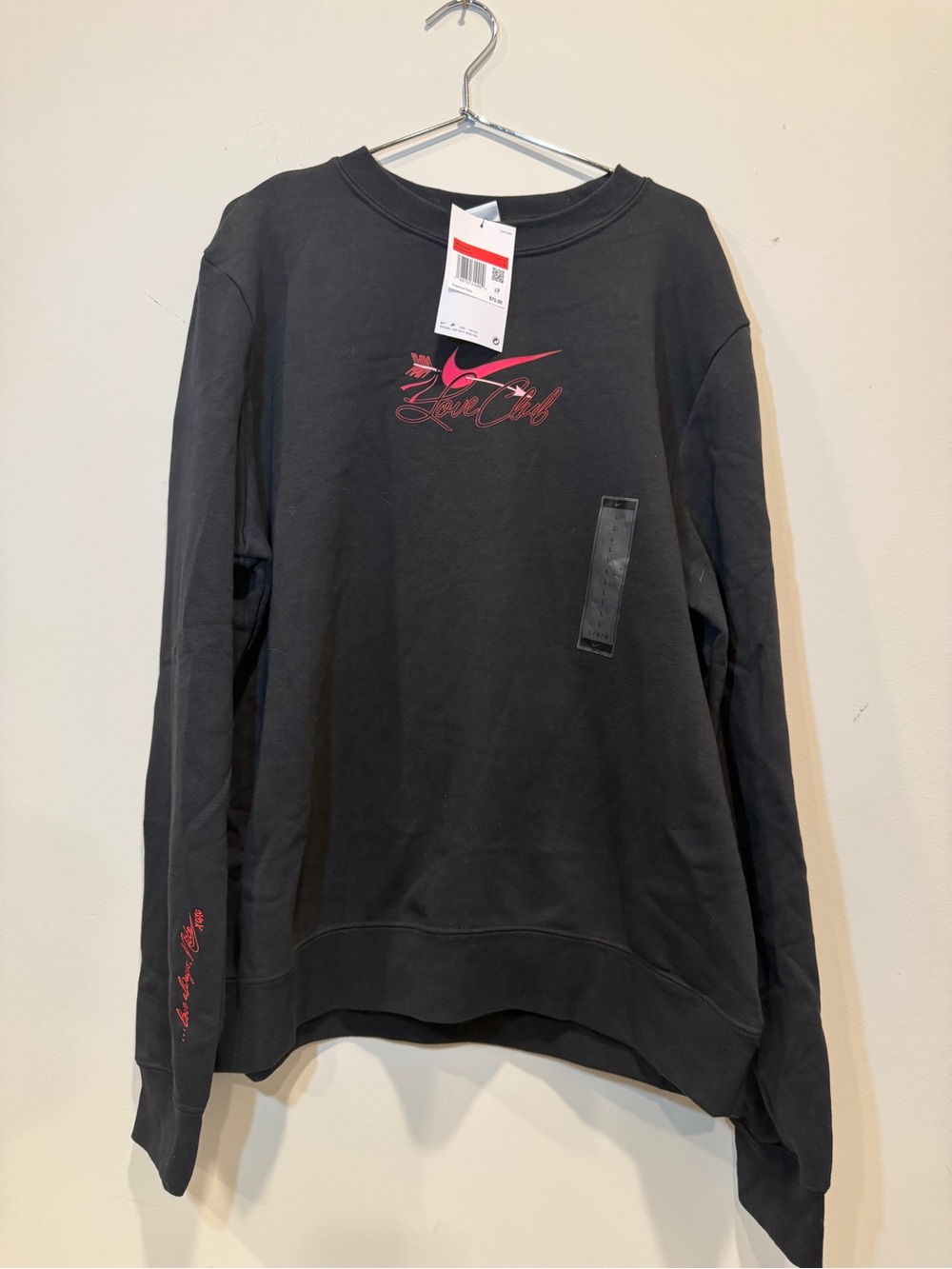 Nike Black Sweatshirt with Pink Swoosh & Love Club Script